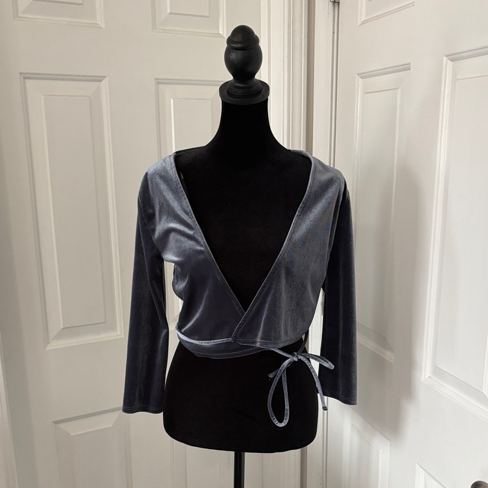 Forever 21 Balletcore Blue Velvet Wrap Top